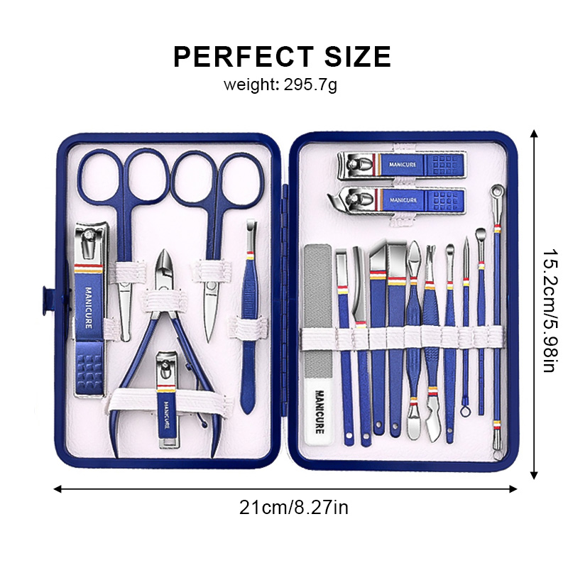 Premium Manicure Set in Luxury Leather Case Stainless Steel Nail Care Tool Toe Fingernail Clipper Beauty Kits for Christmas Gift