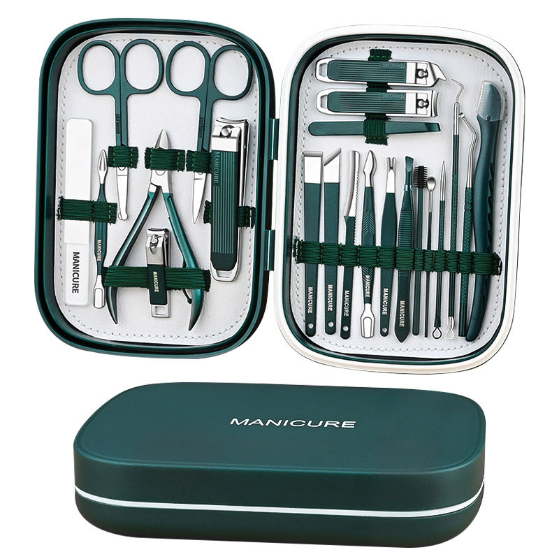 22 in 1 Professional Manicure Pedicure Kit Carbon Steel Nail Care Tool Fingernail Clipper Scissor Beauty Travel Set for Home
