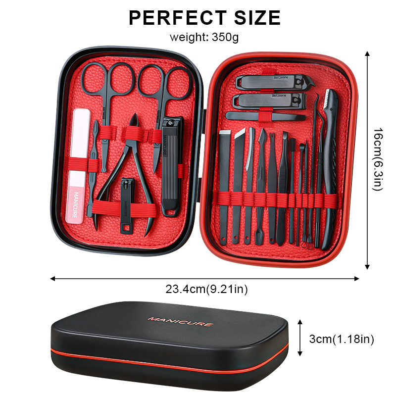 22 in 1 Professional Manicure Pedicure Kit Carbon Steel Nail Care Tool Fingernail Clipper Scissor Beauty Travel Set for Home