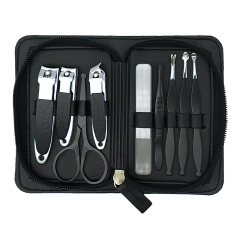 Customization 9Pcs Stainless Steel Nail Clipper Set Nails Care Tools Manicure Pedicure Kit with PU Case for Beauty Salon