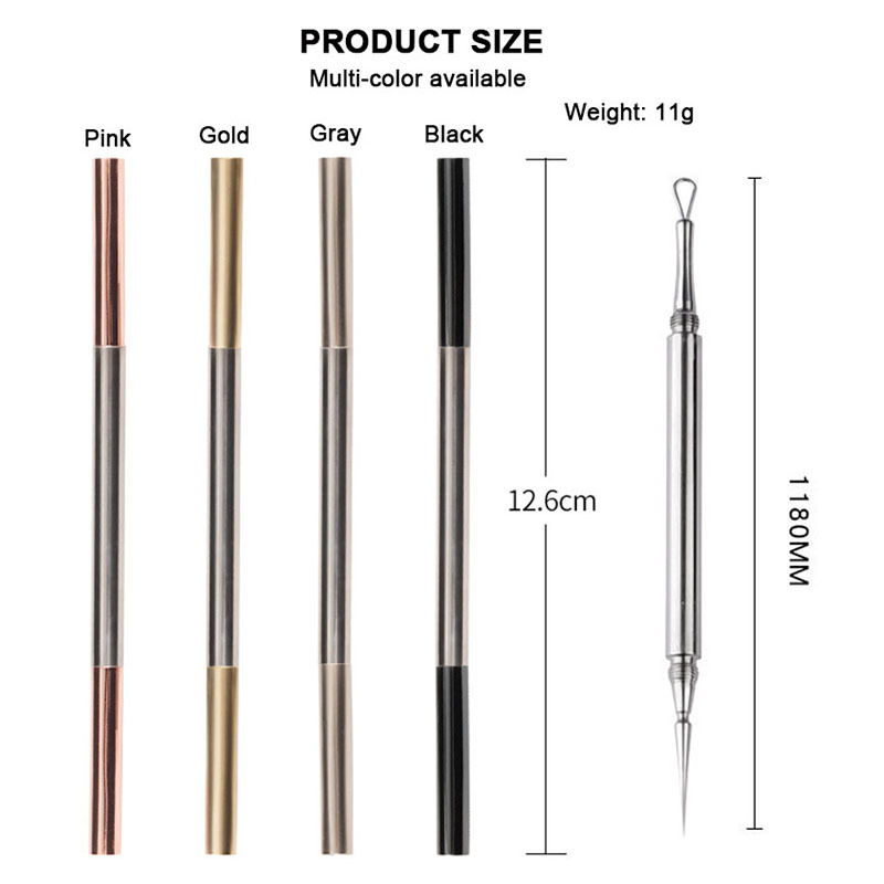 2-in-1 Professional Titanium Alloy Double Ended Acne Removal Needle Whitehead Blackhead Remover Pimples Comedone Extractor Tool