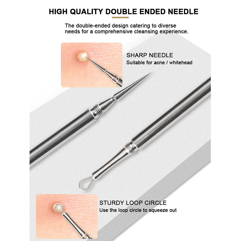 2-in-1 Professional Titanium Alloy Double Ended Acne Removal Needle Whitehead Blackhead Remover Pimples Comedone Extractor Tool