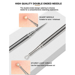 2-in-1 Professional Titanium Alloy Double Ended Acne Removal Needle Whitehead Blackhead Remover Pimples Comedone Extractor Tool
