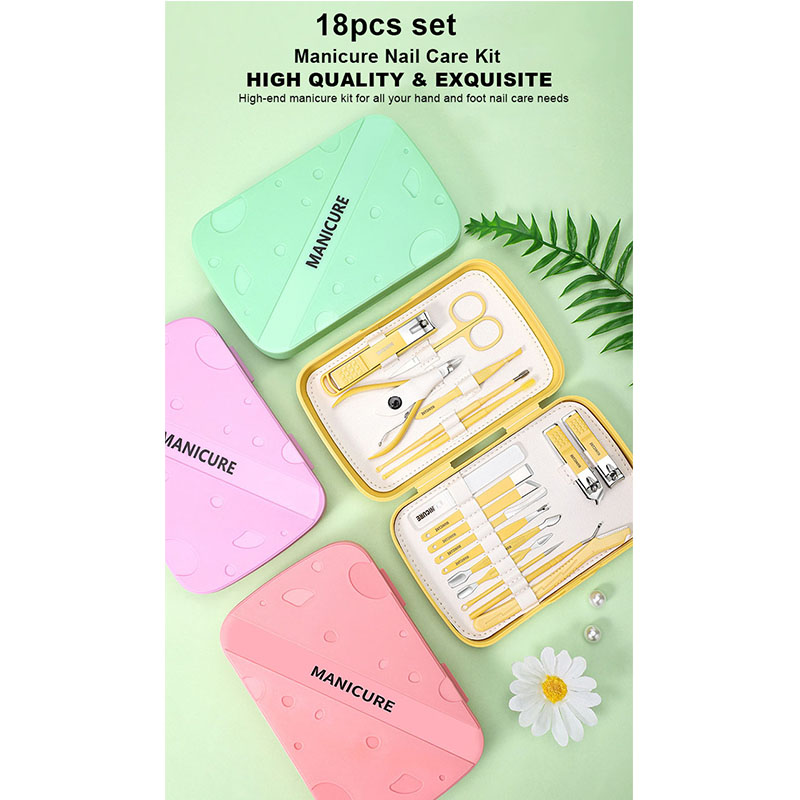 18 Pieces Stainless Steel Nail Cutter Manicure Pedicure Set Mens Women Children's Nail Care Tool Grooming Kits