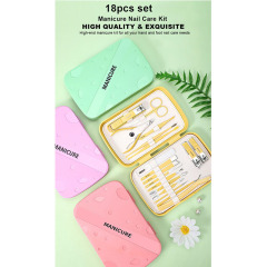 18 Pieces Stainless Steel Nail Cutter Manicure Pedicure Set Mens Women Children's Nail Care Tool Grooming Kits