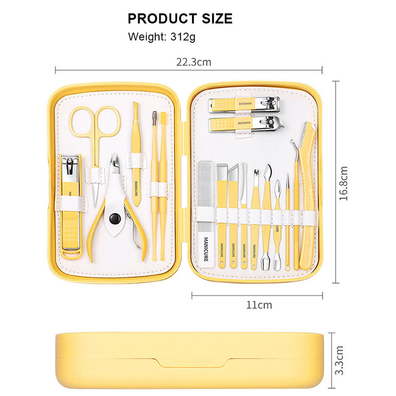 18 Pieces Stainless Steel Nail Cutter Manicure Pedicure Set Mens Women Children's Nail Care Tool Grooming Kits