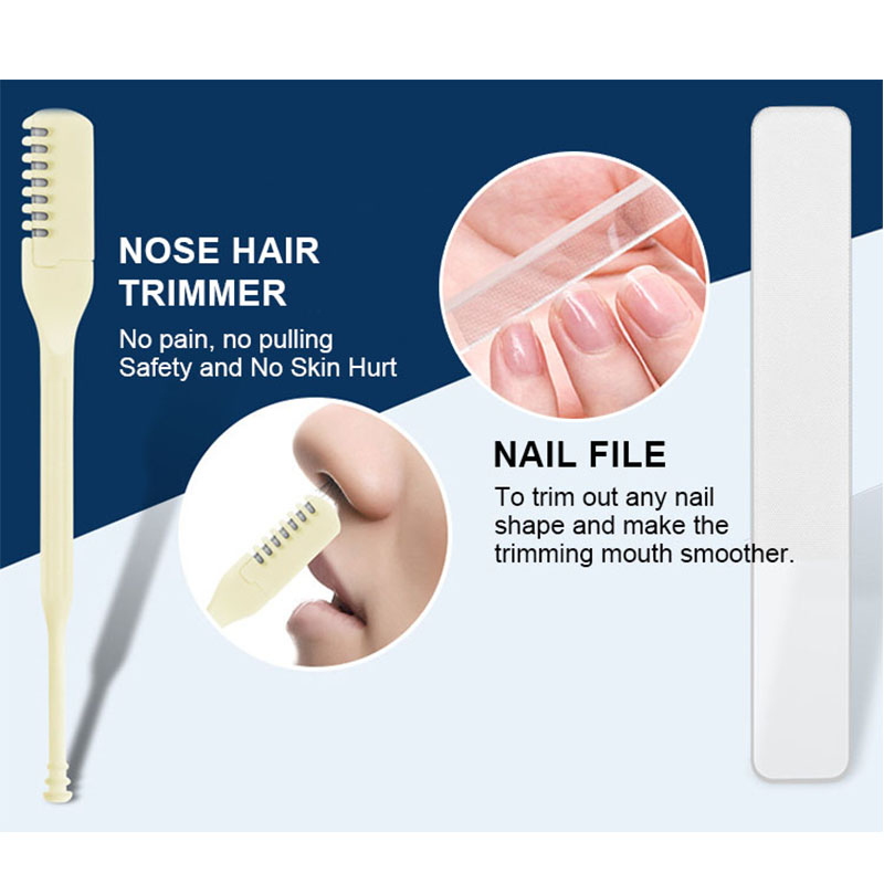 Custom Logo 8 in 1 Manicure Gift Set Stainless Steel Nail Clipper Nose Hair Trimmer Grooming Tool Kit with Magnetic Travel Case