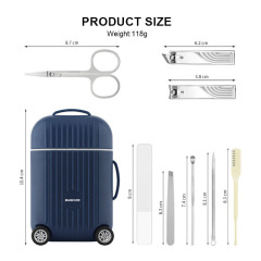 Custom Logo 8 in 1 Manicure Gift Set Stainless Steel Nail Clipper Nose Hair Trimmer Grooming Tool Kit with Magnetic Travel Case