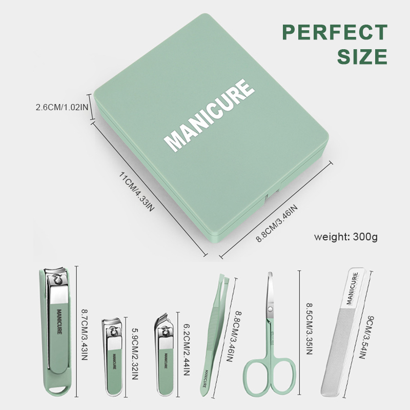 6 in 1 Manicure Pedicure Cutter Kit Professional Full Stainless Steel Nail Clippers Beauty Care Tools Set For Home