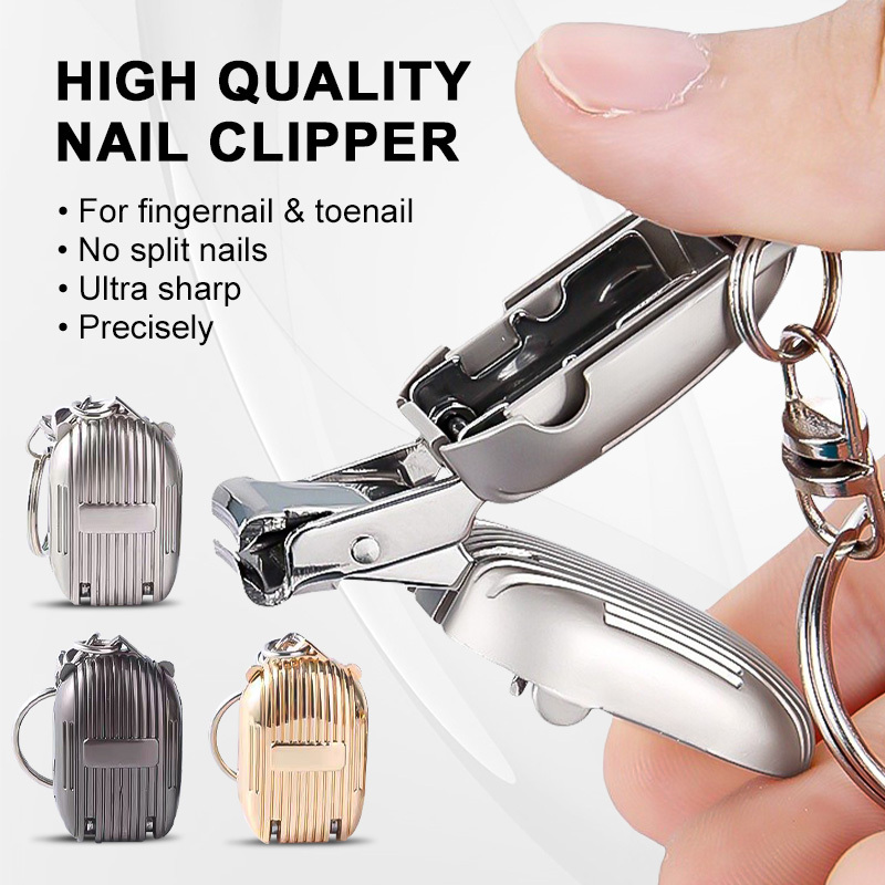 Mini Suitcase Shaped Folding Nail Clippers Stainless Steel Foldable Portable Sharp Blade Fingernail Cutter With Key Chain
