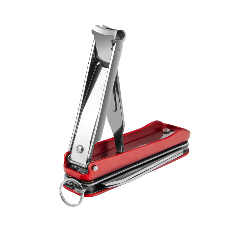 Multifunctional Foldable Stainless Steel Nail Clipper Portable Camping Knife Scissors 5 in 1 Fingernail Cutter with Keychain