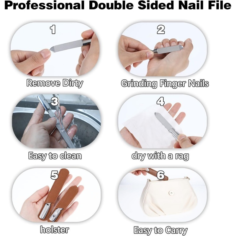 Professional Stainless Steel Nail File - Double-Sided Manicure Tool for Natural Nails, Heavy Duty & Reusable - Perfect for Hands, Feet & Nail Care
