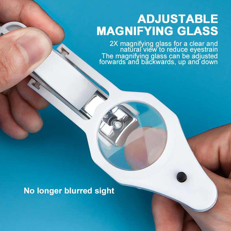 Handheld Magnifying Glass Fold-Away Nail Cutters Wide Non-Slip Grip LED Magnifier Illuminated Finger Toenail Clipper For Elderly