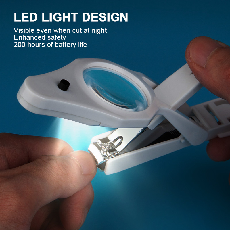 Handheld Magnifying Glass Fold-Away Nail Cutters Wide Non-Slip Grip LED Magnifier Illuminated Finger Toenail Clipper For Elderly
