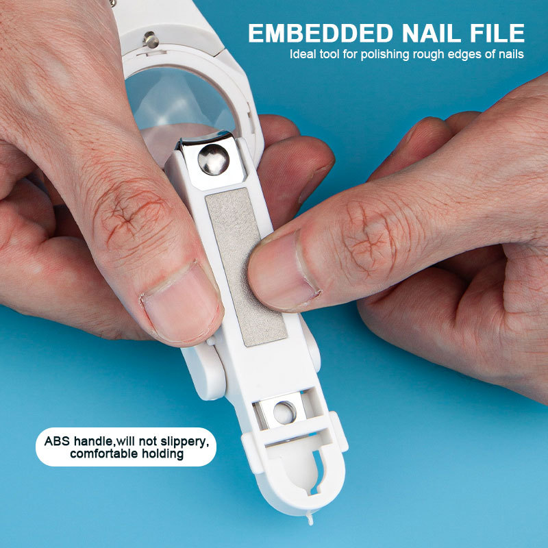 Handheld Magnifying Glass Fold-Away Nail Cutters Wide Non-Slip Grip LED Magnifier Illuminated Finger Toenail Clipper For Elderly