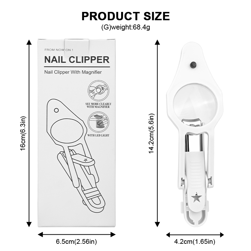 Handheld Magnifying Glass Fold-Away Nail Cutters Wide Non-Slip Grip LED Magnifier Illuminated Finger Toenail Clipper For Elderly