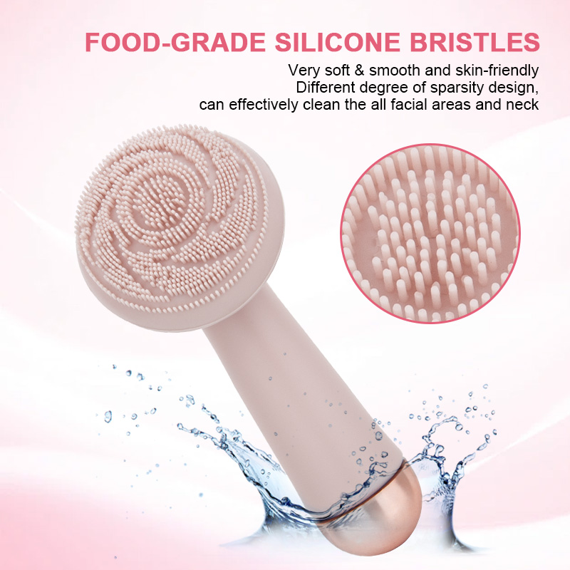Ultrasonic Electric Face Cleansing Instrument Anti-bacterial Silicone Vibration Massage Facial Brush Skin Exfoliation Cleanser