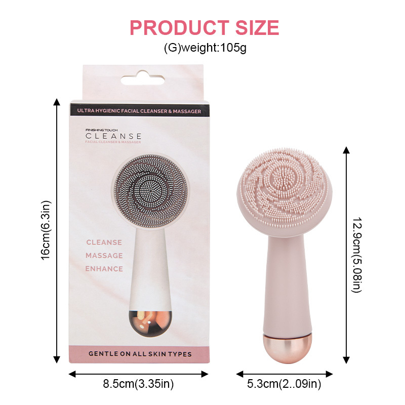 Ultrasonic Electric Face Cleansing Instrument Anti-bacterial Silicone Vibration Massage Facial Brush Skin Exfoliation Cleanser