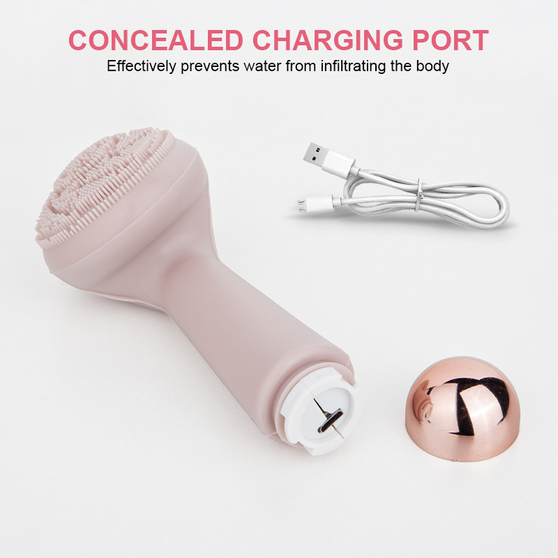 Ultrasonic Electric Face Cleansing Instrument Anti-bacterial Silicone Vibration Massage Facial Brush Skin Exfoliation Cleanser