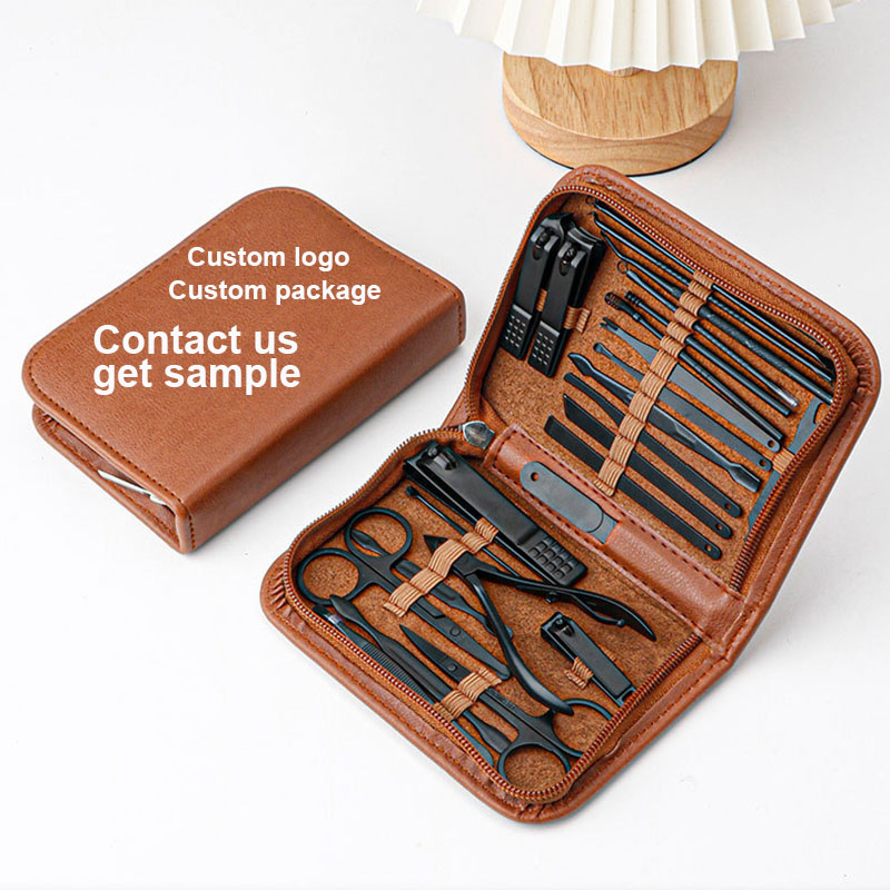 Professional Nail Clipper Kit 26 Pieces Stainless Steel Pedicure Manicure Set Person Care Tools with Luxurious Travel Case
