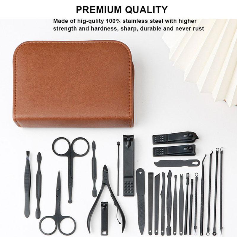 Professional Nail Clipper Kit 26 Pieces Stainless Steel Pedicure Manicure Set Person Care Tools with Luxurious Travel Case