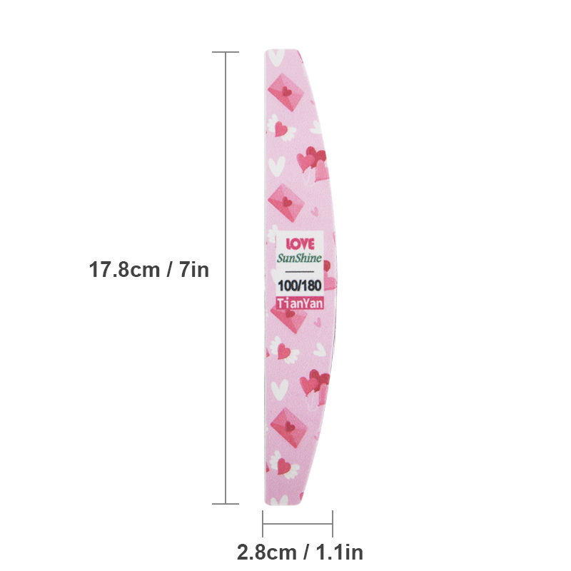 Love pattern nail file, double-sided can be used with nail file and frosted board, suitable for nail trimming and shaping type A, 100/180 grit, Valentine's Day gift/Mother plot gift