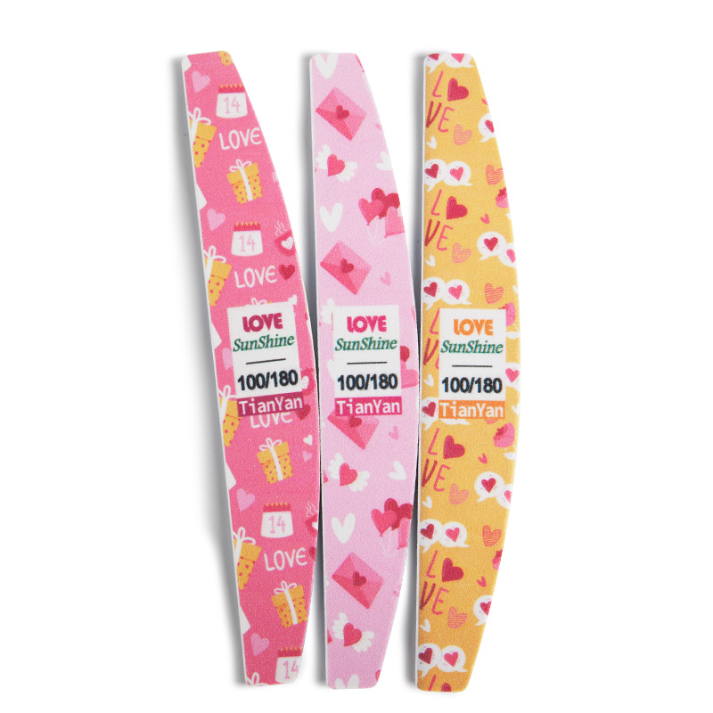 Love pattern nail file, double-sided can be used with nail file and frosted board, suitable for nail trimming and shaping type A, 100/180 grit, Valentine's Day gift/Mother plot gift