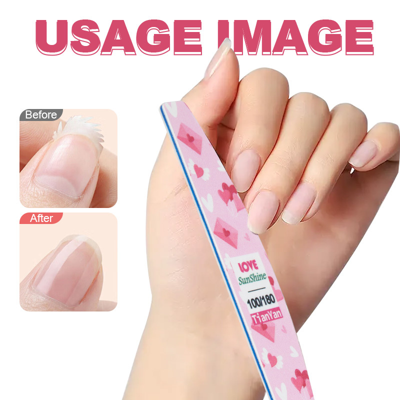 Love pattern nail file, double-sided can be used with nail file and frosted board, suitable for nail trimming and shaping type A, 100/180 grit, Valentine's Day gift/Mother plot gift