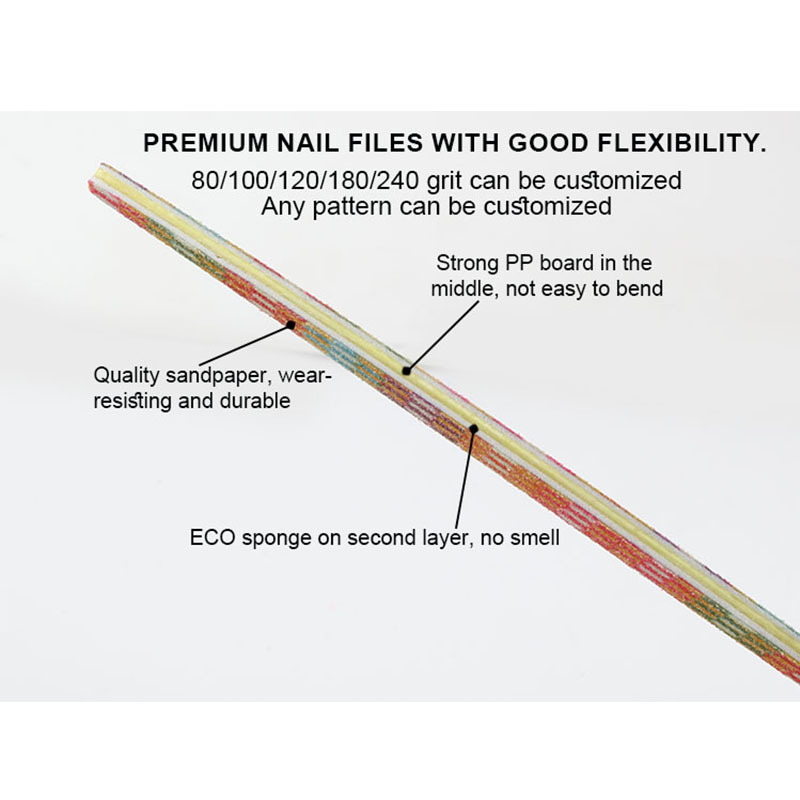 Professional Reusable 2 4 Ways Shining Nail File 100/180 Grit Double Sided Emery Boards Fingernail Buffer for Manicure Salon