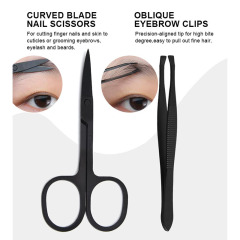 Top-selling Nail Clipper Set 4pcs Stainless Steel Eyebrow Tweezer Beauty Scissor Filer Manicure Kits with Leather Travel Bag