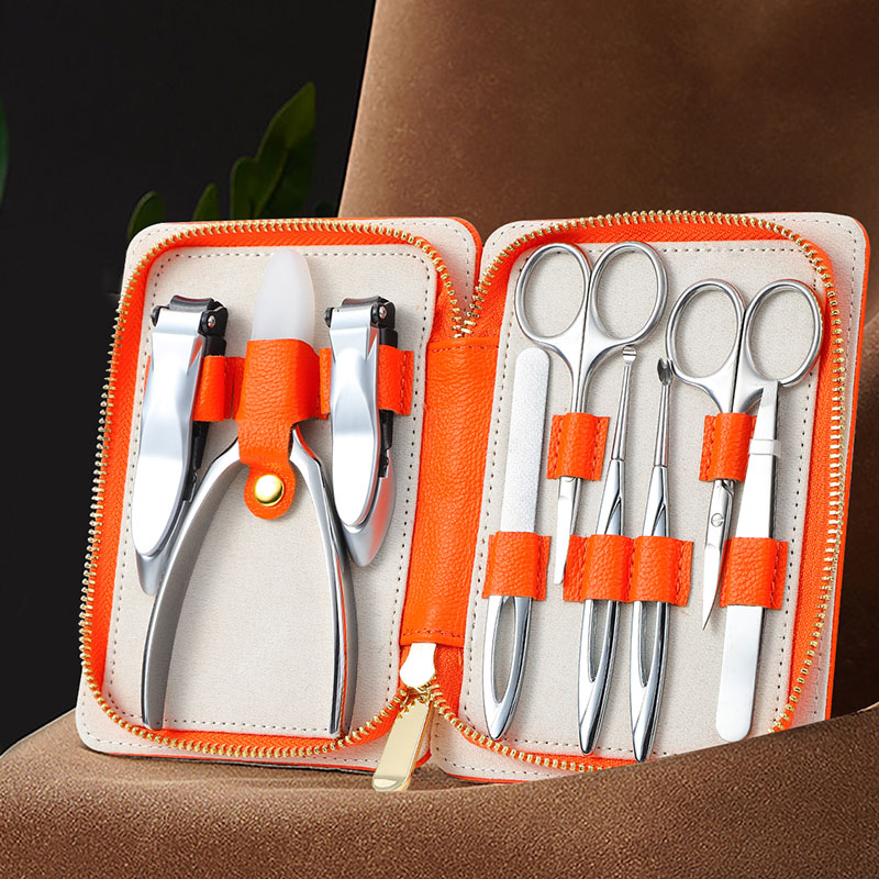 Professional 9pcs Manicure and Pedicure Set Stainless Steel Personal Care Nail Grooming Tools Kit With Luxury Leather Case