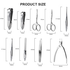 Professional 9pcs Manicure and Pedicure Set Stainless Steel Personal Care Nail Grooming Tools Kit With Luxury Leather Case