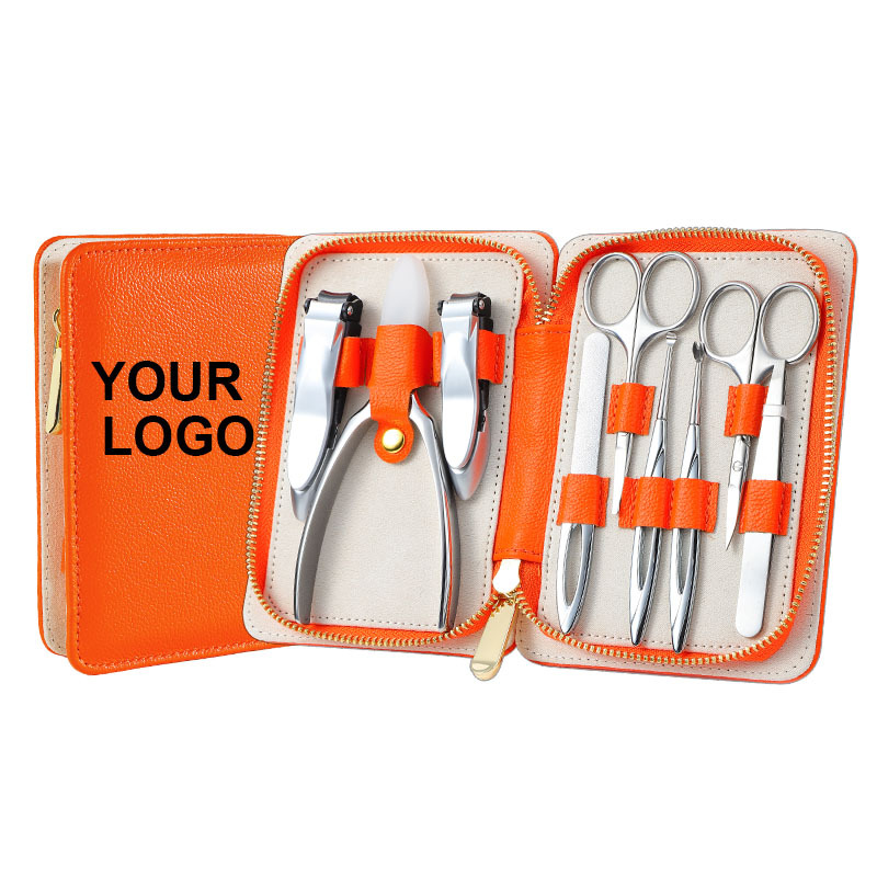 Professional 9pcs Manicure and Pedicure Set Stainless Steel Personal Care Nail Grooming Tools Kit With Luxury Leather Case