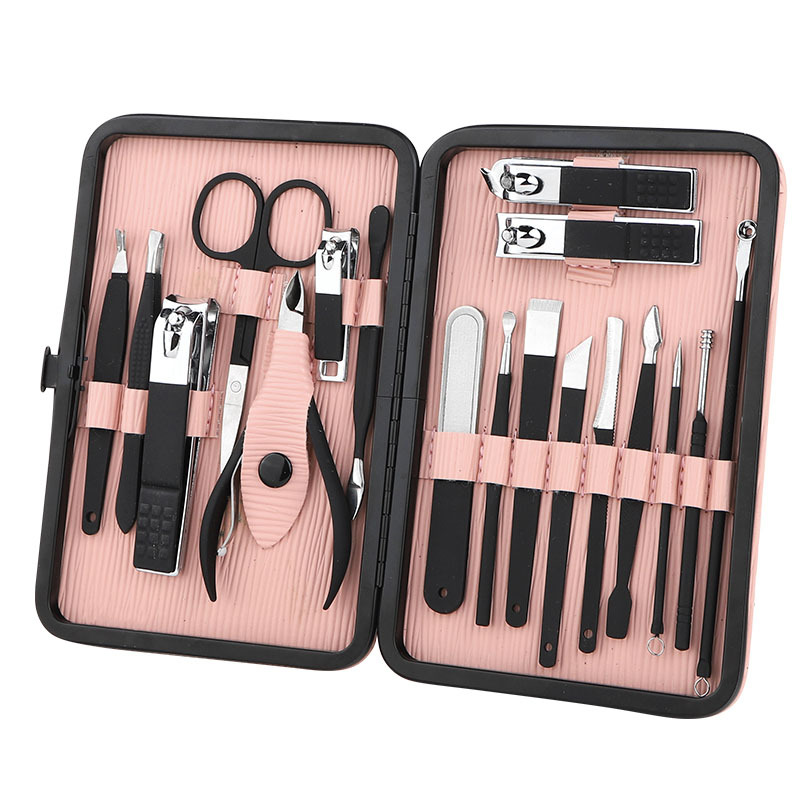 Stainless Steel Manicure Set Professional Nail Clippers Kit Pedicure Care Tools Women Grooming Kits 18Pcs for Travel