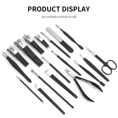 Stainless Steel Manicure Set Professional Nail Clippers Kit Pedicure Care Tools Women Grooming Kits 18Pcs for Travel