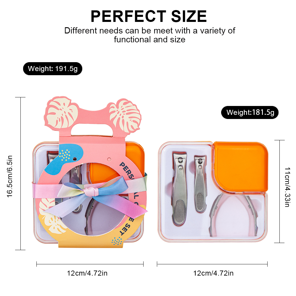 Custom Ultra Sharp Sturdy Fingernail Toenail Clipper Set Stainless Steel Manicure Pedicure Scissor Nail Nipper Cutter With Case