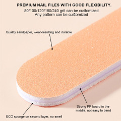 Professional Nail File 100/180 Straight Manicure Tools Sanding Polish Buffer Fingernails Files for Home and Salon Use