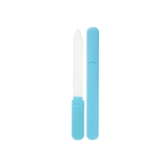 Reusable Etched Glass Crystal Nail File Plastic Handle Salon Manicure Care Tool Washable Double Side Polishing File With Case