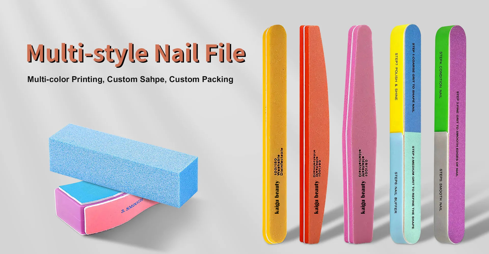 Customized Nail File Professional Double Sided Nail Files Emery Board Manicure Pedicure Tool