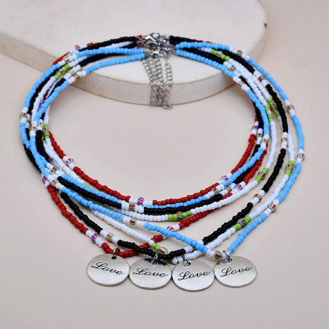 Amazon hot sale color seed beads layer necklace