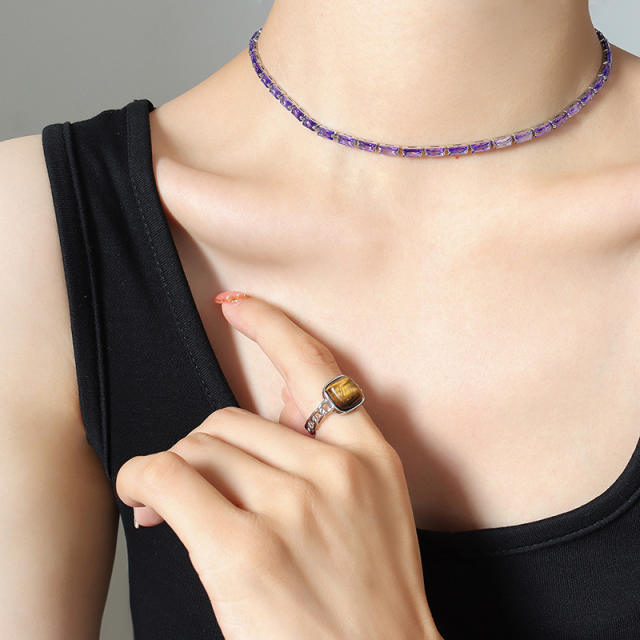 Elegant color cubic zircon choker necklace bracelet