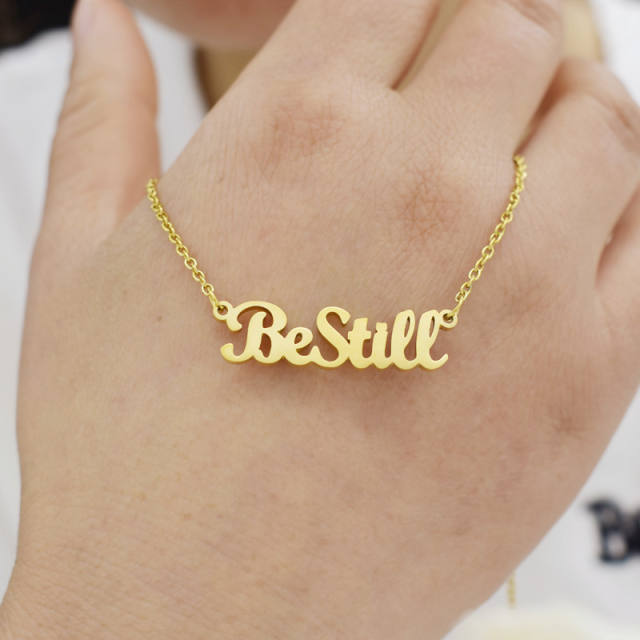 Creative be still letter stainless steel necklace