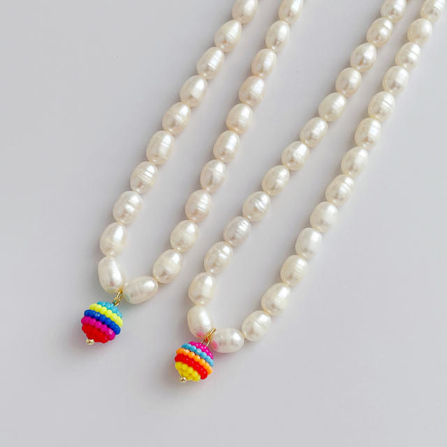 Japanese and Korean New Baroque freshwater pearl necklace