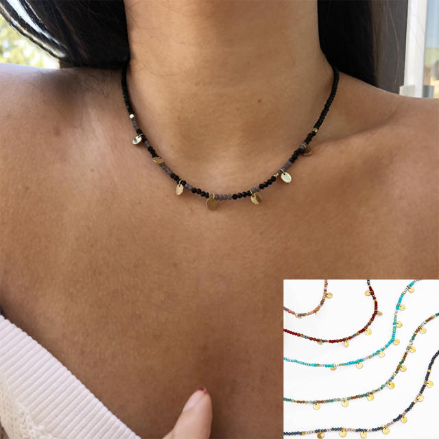 Natural stone beads colorful choker necklace