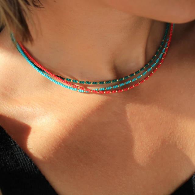 Summer seed beads colorful choker