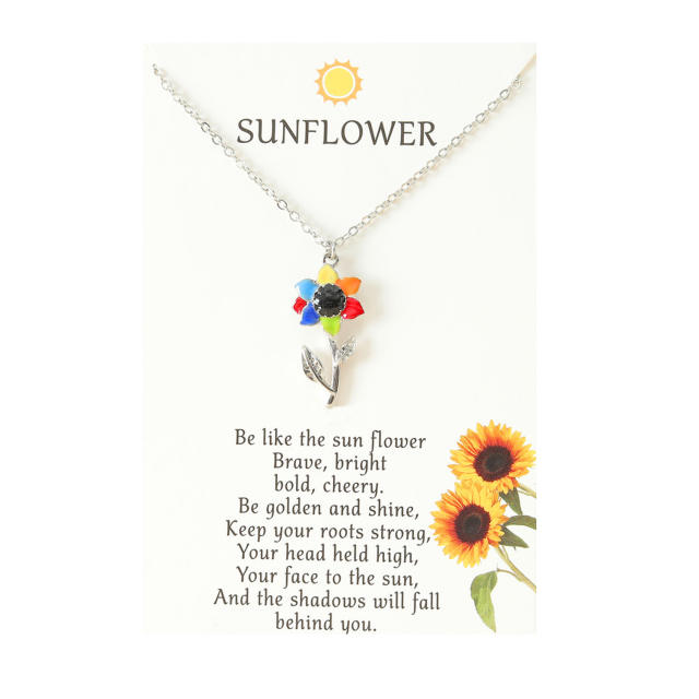 Amazon hot sale enamel sunflower pendant necklace