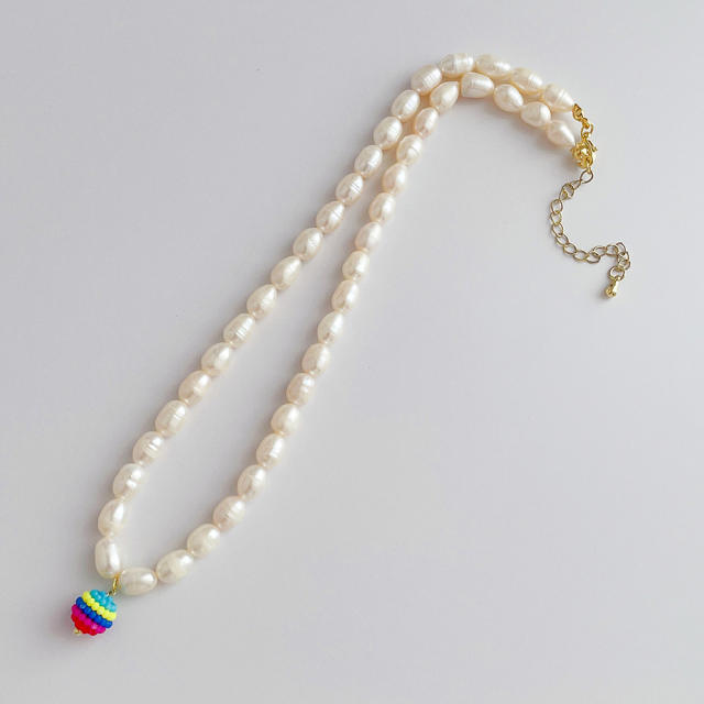 Japanese and Korean New Baroque freshwater pearl necklace