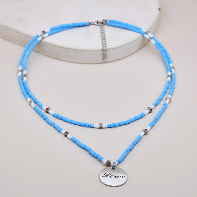 Amazon hot sale color seed beads layer necklace