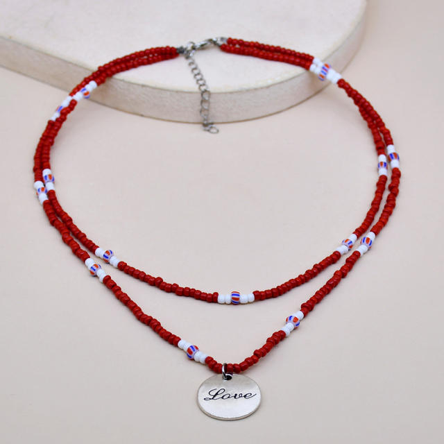 Amazon hot sale color seed beads layer necklace