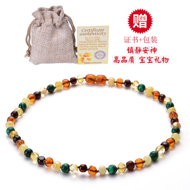 Creative baby teething amber necklace